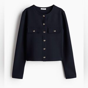 H&M navy blue jersey cardigan in Large